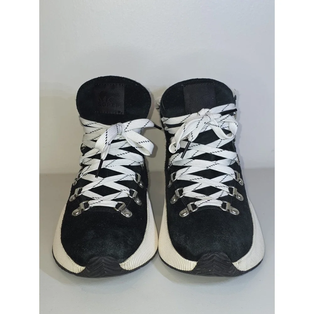 Sorel Boots Womens Size 9 Out N About Plus Conquest Black White Faux Fur Snow